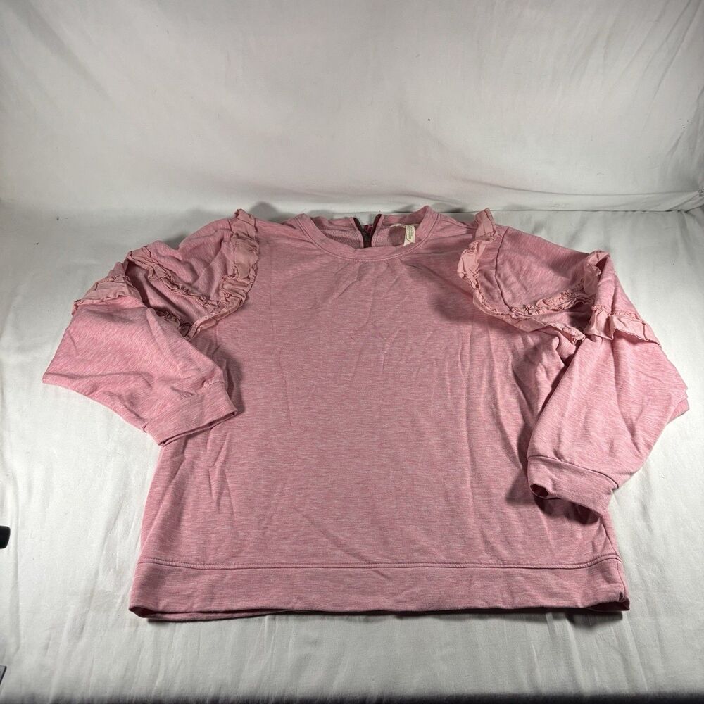 Matilda Jane Pink Ruffle Sleeve Top Sweatshirt Size L Large